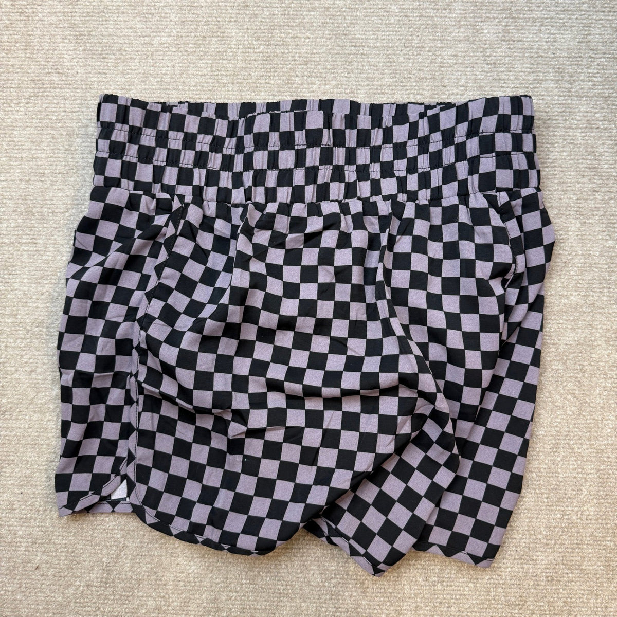 MSRP $19 SELINK Women's M Casual Black Plaid High Waisted Athletic Shorts