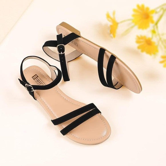 IDIFU Women's US 7 Flat Sandals Dressy Summer Ankle Strap Dress Sandals Ope