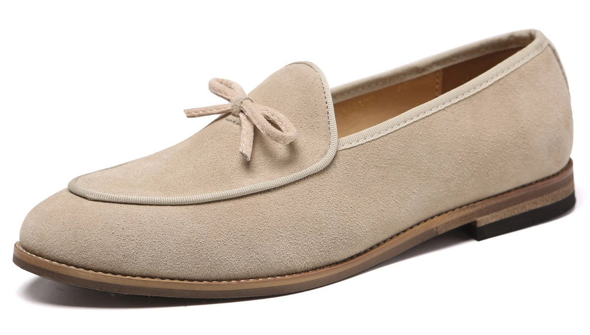 Santimon Men's US 9 Beige Casual Bow Loafers Flats Slip On Casual Shoes