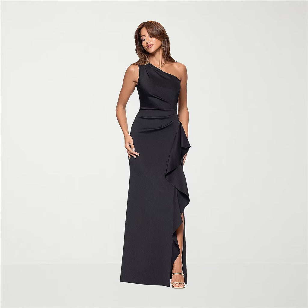 MSRP $130 DJ Jaz Womens 6, 18 Black Asymmetrical Neck Sleeveless Evening Gown
