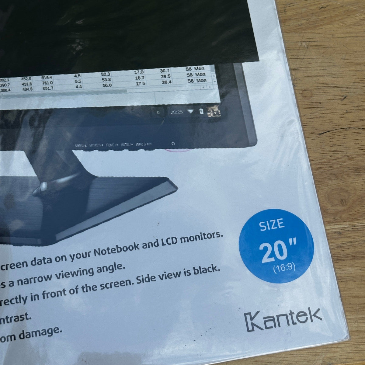 Kantek SVL20W9 SecureView 20" 16:9 Blackout Privacy Filter Screen Protector