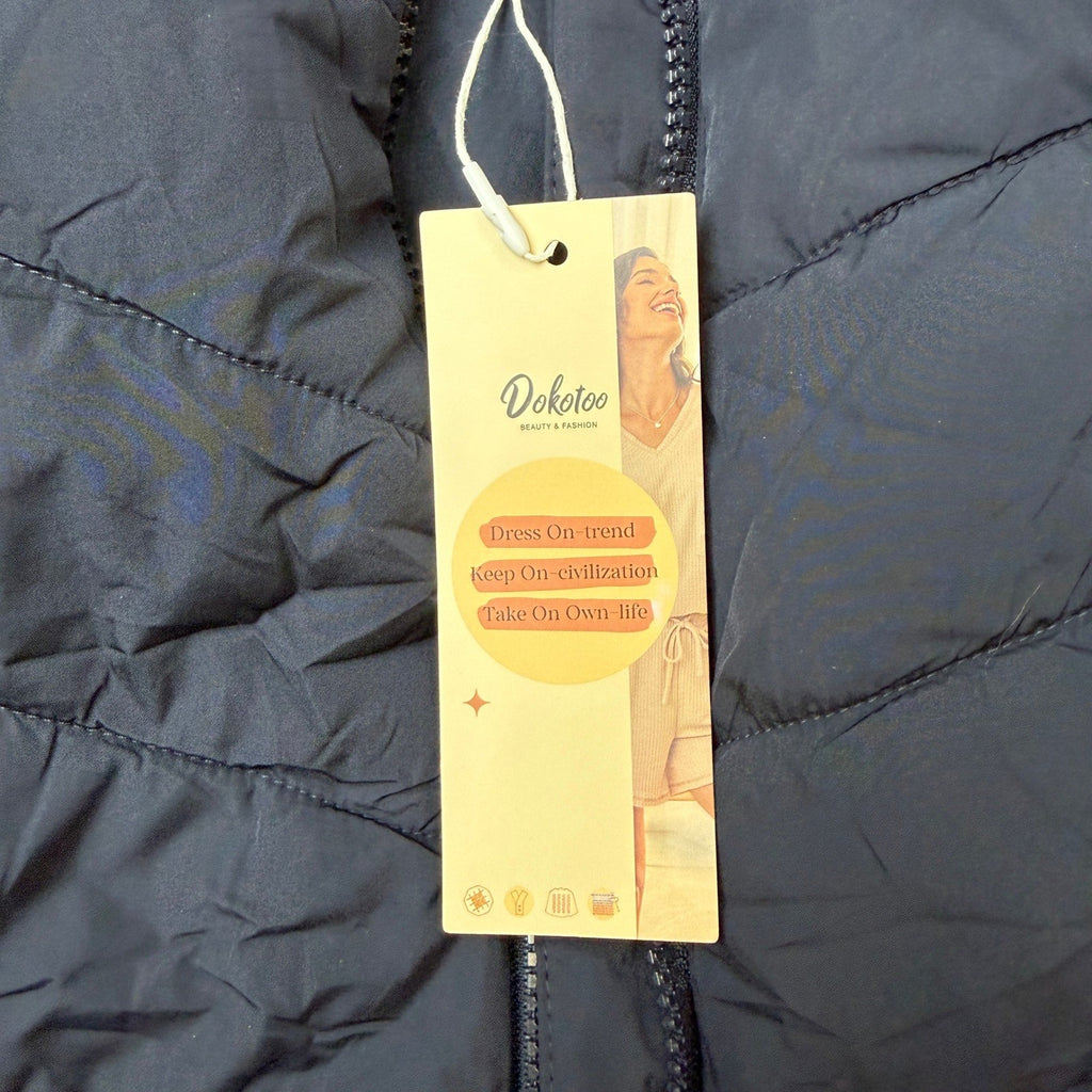 MSRP $44 Dokotoo Women's XL Blue Quilted Vest Lightweight Puffer Gilet Zip Oute