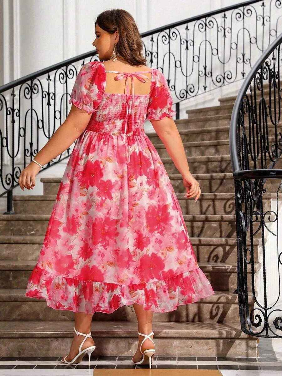 Breezaya Ladies' Sweet Princess Style Plus Size 1XL Pink Dress