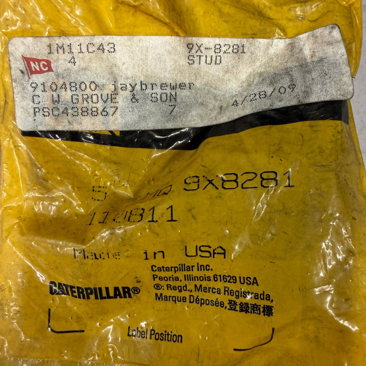 Pack of 3 Caterpillar 9X-8281 Stud Bolt