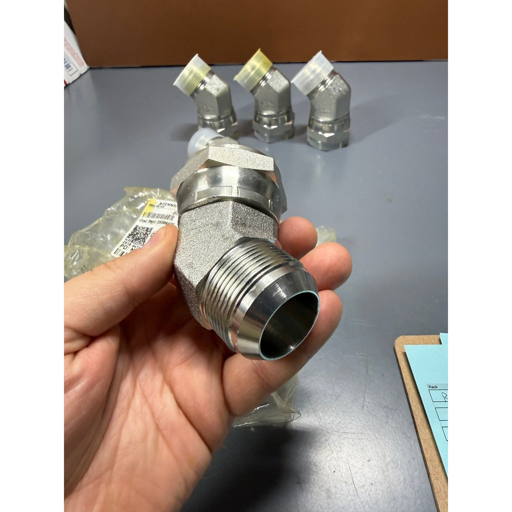 Set of 5 Brennan 6502-20-20-FG 45° Elbow, 1-1/4" Male 37° JIC x 1-1/4" Female