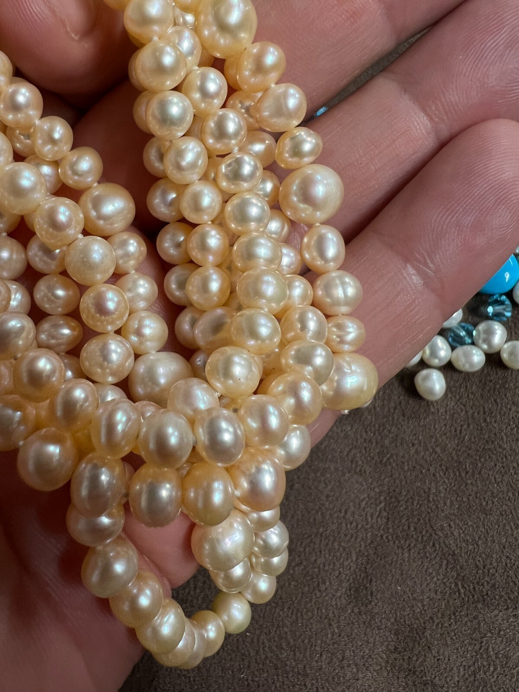 Lot of Turquoiseperl, Genuine Round Freshwater Cultured Pearl Necklaces