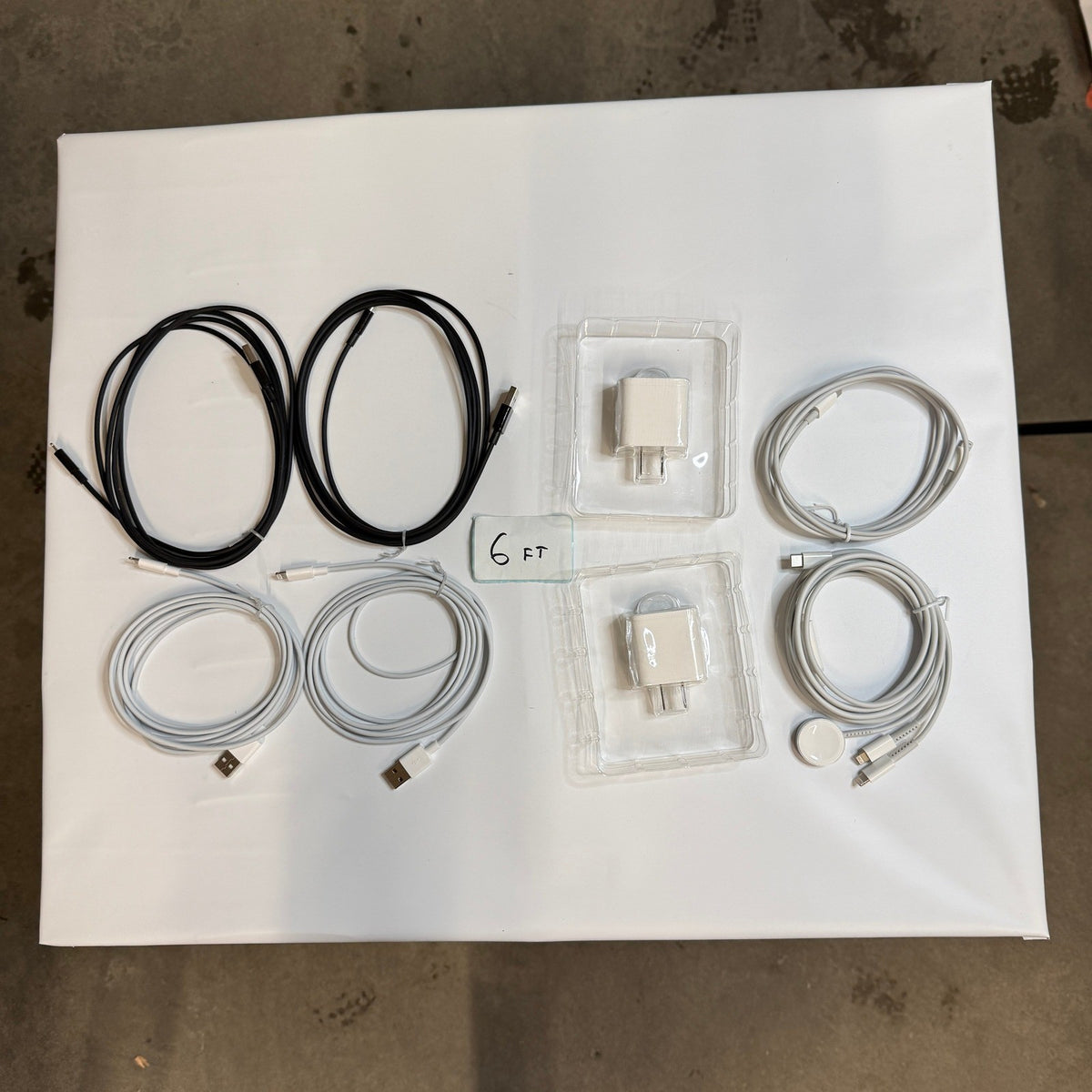 Set of 8 - 5 USB-C/A to Lightning Cables 6ft, 2 Adapters, 3-in-1 Watch Cable