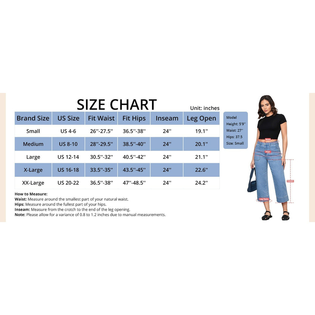 MSRP $47 GRAPENT Women's XL Capri Jeans High Waisted Wide Leg Strechy Loose