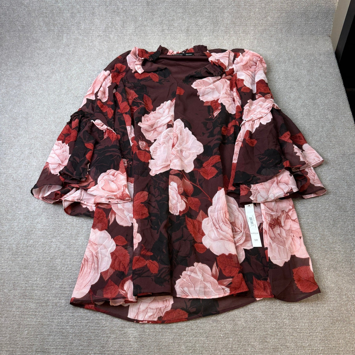 MSRP $89 Clover And Sloane Womens 2 Choco Blush Floral Shift Dress Long Sleeve