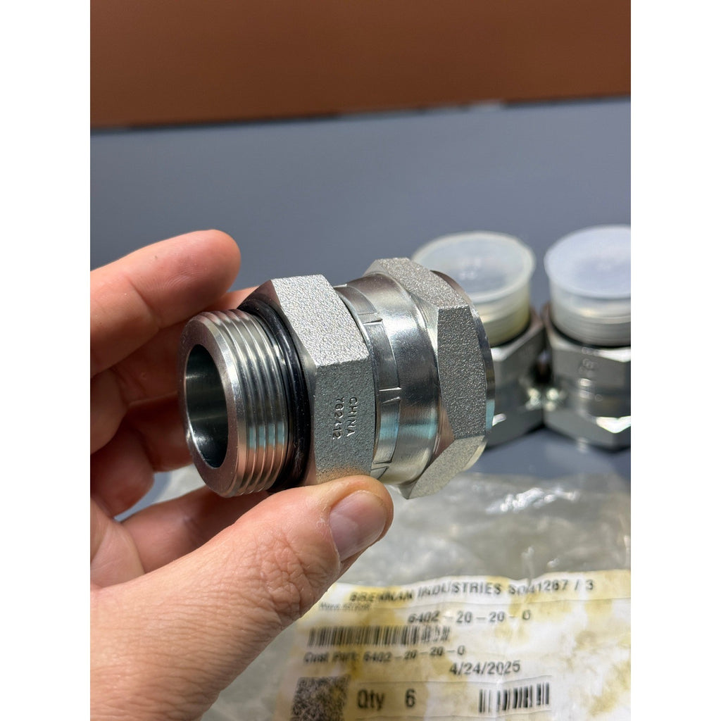 Set of 3 Brennan 6402-20-20-O Straight Adapter 1-1/4" Male ORB x 1-1/4" Female