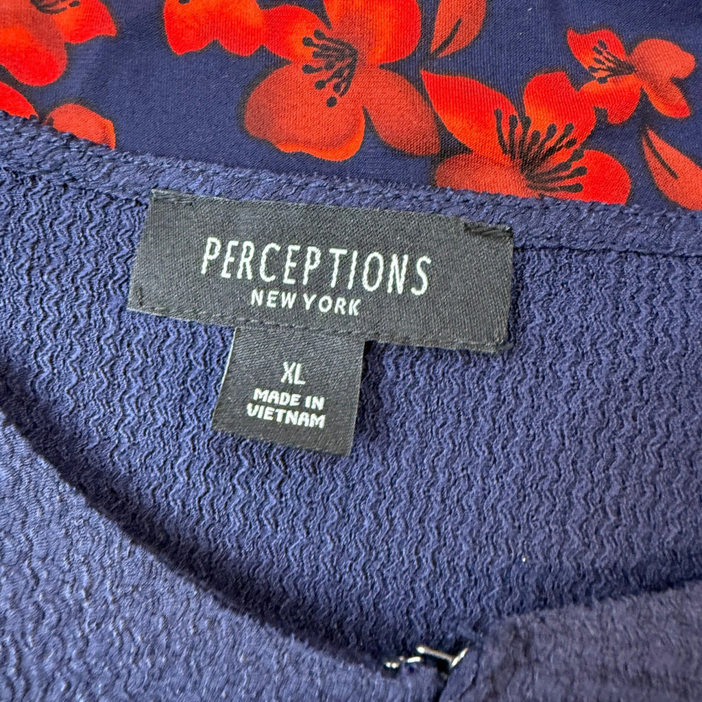 MSRP $79 Danny & Nicole Womens XL Red/Navy Floral Two Piece Jacket Dress