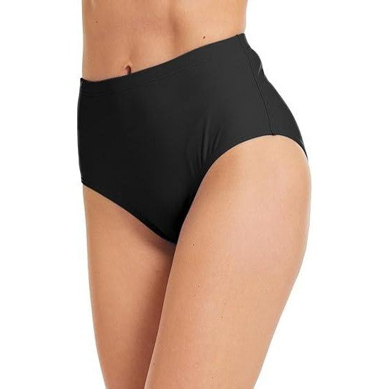Micosuza Women's Sz 12 Black Swim Bottom High Waist Retro Basic Full Coverage