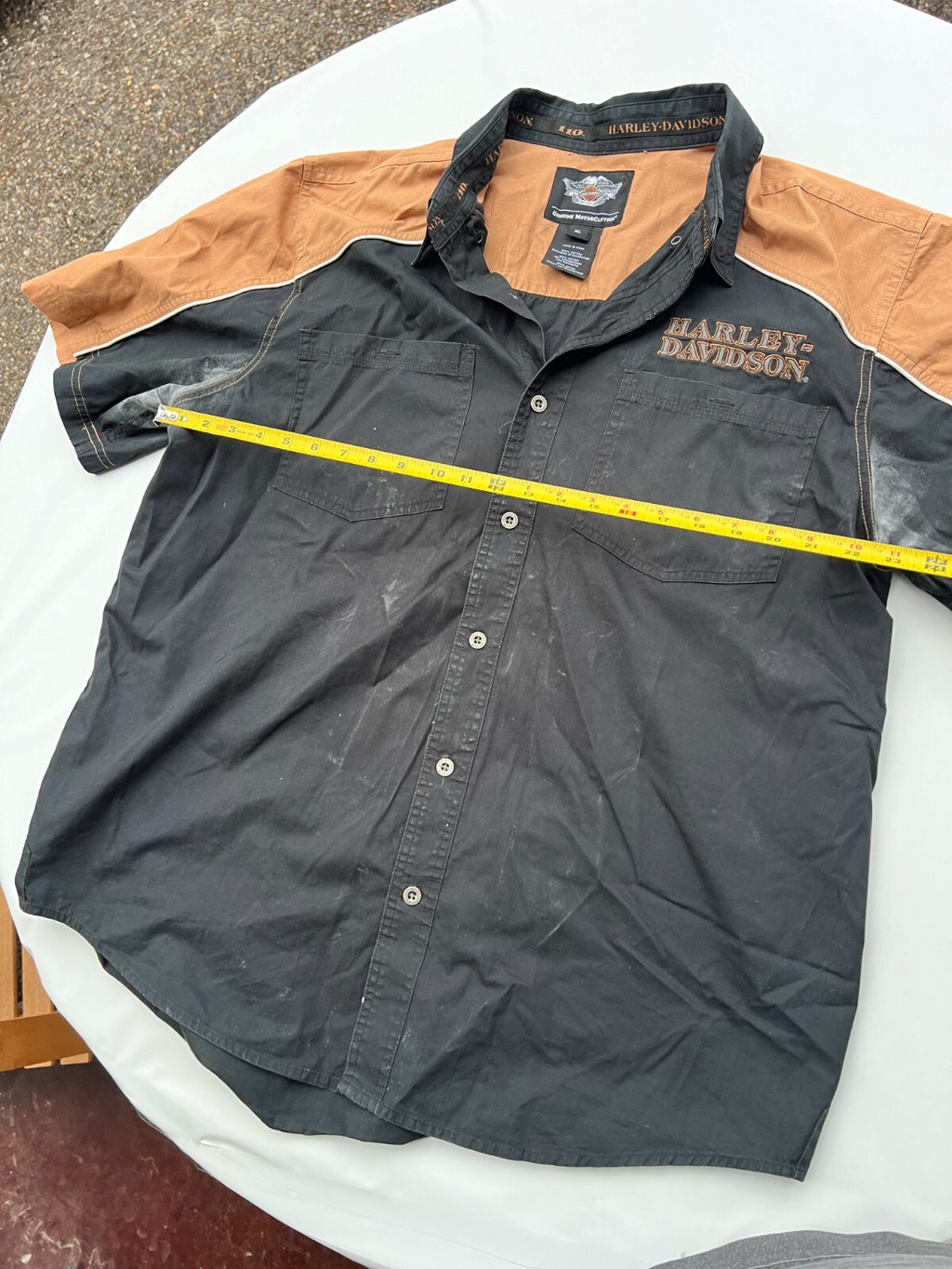 Harley-Davidson 110th Anniversary Dealer Shirt XL Black Orange 1903-2013 Short