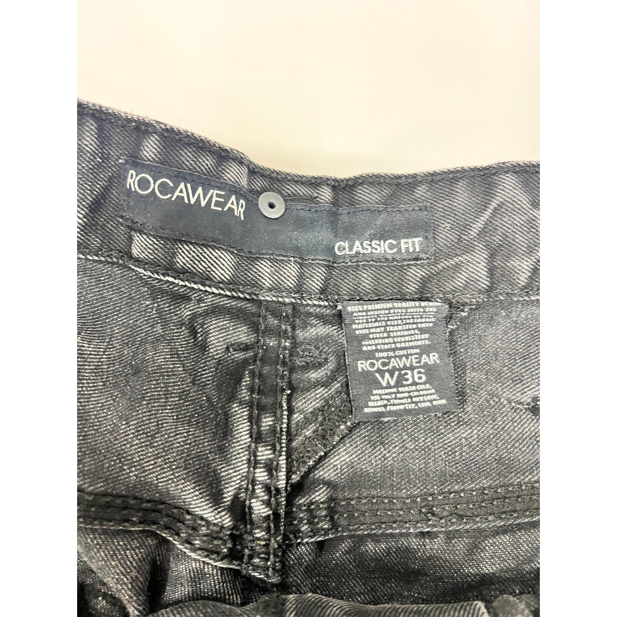 Rocawear Denim Jeans Men's W36 Black Gray Classic Fit Adult Stonewash