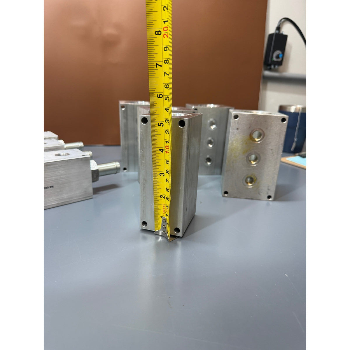 Set of 8 Aluminum Hydraulic / Pneumatic Distribution Manifold Blocks