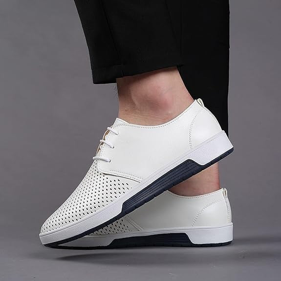 Santimon Men's US 7-10 White Casual Derby Shoes Breathable Non Slip Sneakers