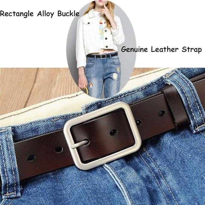 VONSELY Womens 25"-29" Black Leather Waist Belt with Pin Buckles