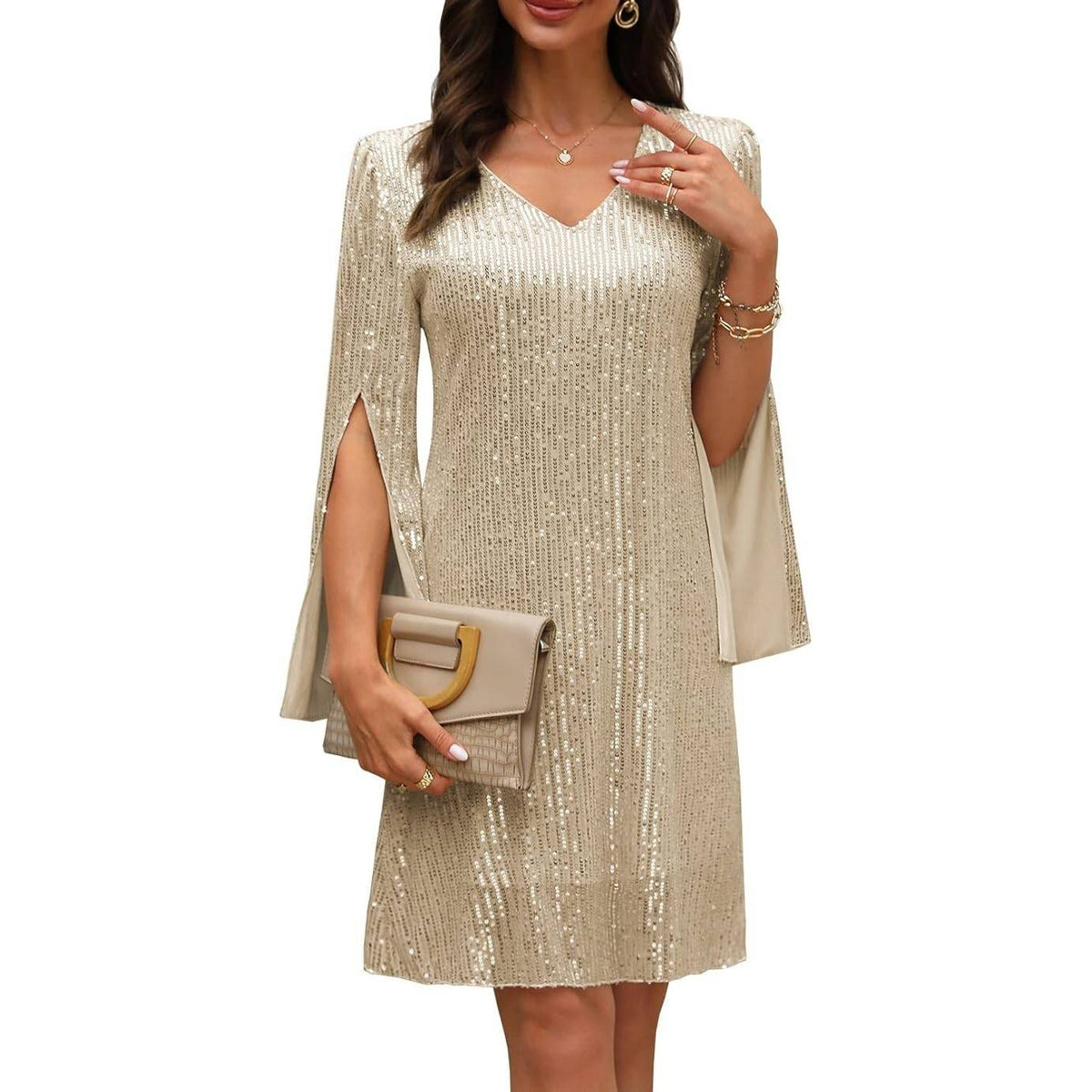 MSRP $90 COOAN Women's XL Wedding Guest Cocktail Formal Dress Lace Sequin Pro