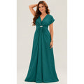 MSRP $45 KOH KOH Women's S Long V-Neck Short Sleeve Semi Formal Wedding Gown