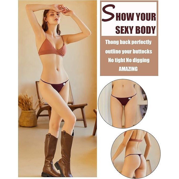 Pack of 10 FINETOO Size S G-String Thongs for Women Cotton Panties Stretch T-b