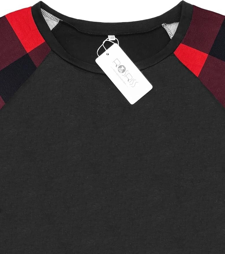 ROSRISS Womens Plus Size 14W Long Sleeve Tunic Crewneck Colorblock Striped Tee