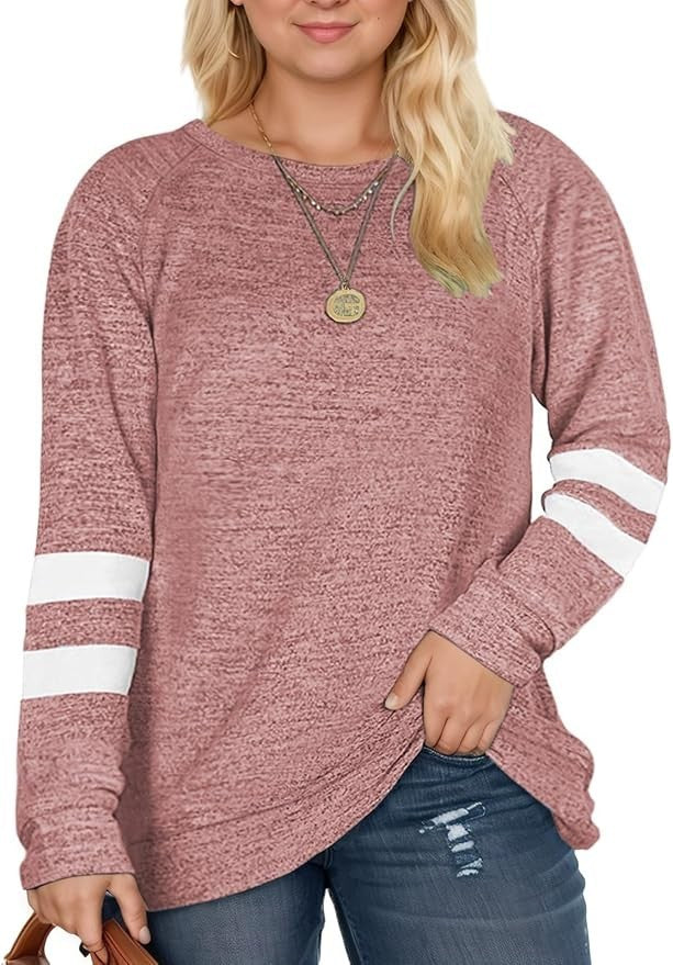 DOLNINE Women's Plus Size 16W-18W Long Sleeve Crewneck Sweatshirt Oversized Tuni