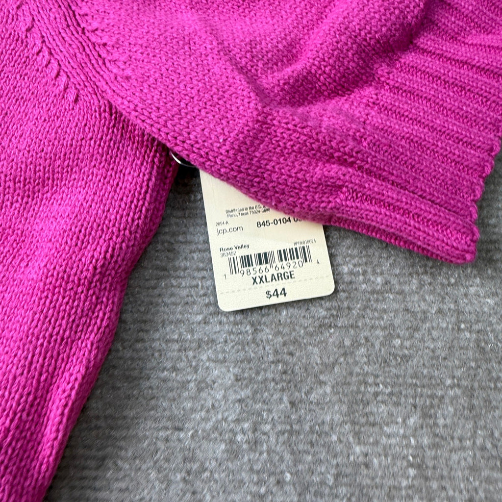 MSRP $44 St. John's Bay Womens XXL Rose Valley Crew Neck Button Cardigan Short