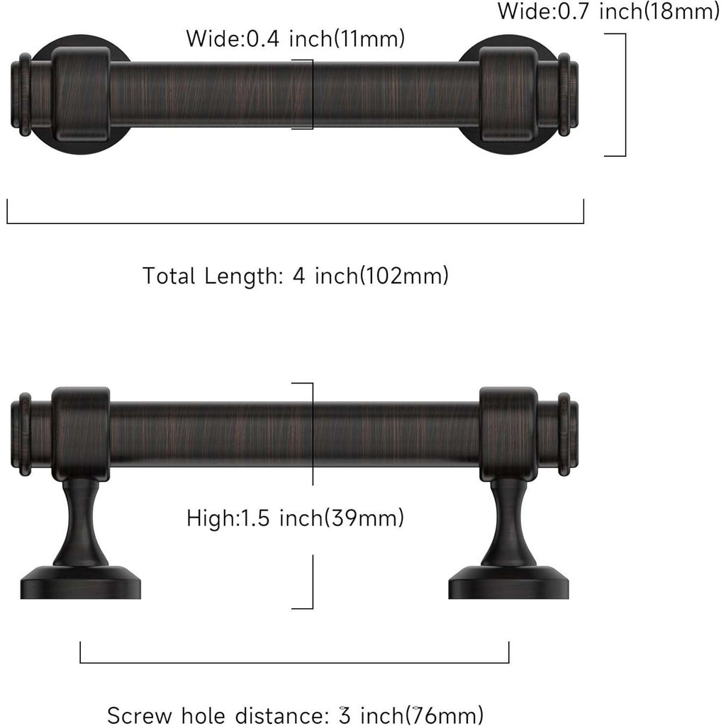 Pack of 10 Asidrama 3" (76mm) Oil Rubbed Bronze Kitchen Cabinet Handles, Cabin