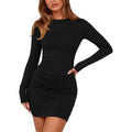 MSRP $39 BTFBM Womens XS Black Spring Fashion Long Sleeve Boat Neck Mini Dress