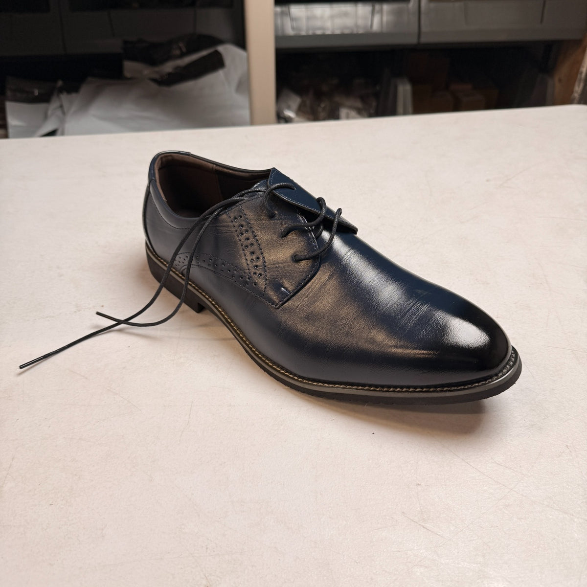 Santimon Men's US 6.5 Blue Casual Brogues Derby Lace Up Classic Dress Shoes