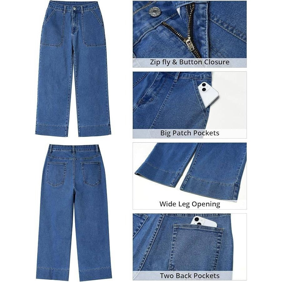 MSRP $47 GRAPENT Women's XL Capri Jeans High Waisted Wide Leg Strechy Loose