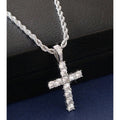 Necklace Cross Pendant Silver Tone Stainless Steel Twisted Rope Chain Women