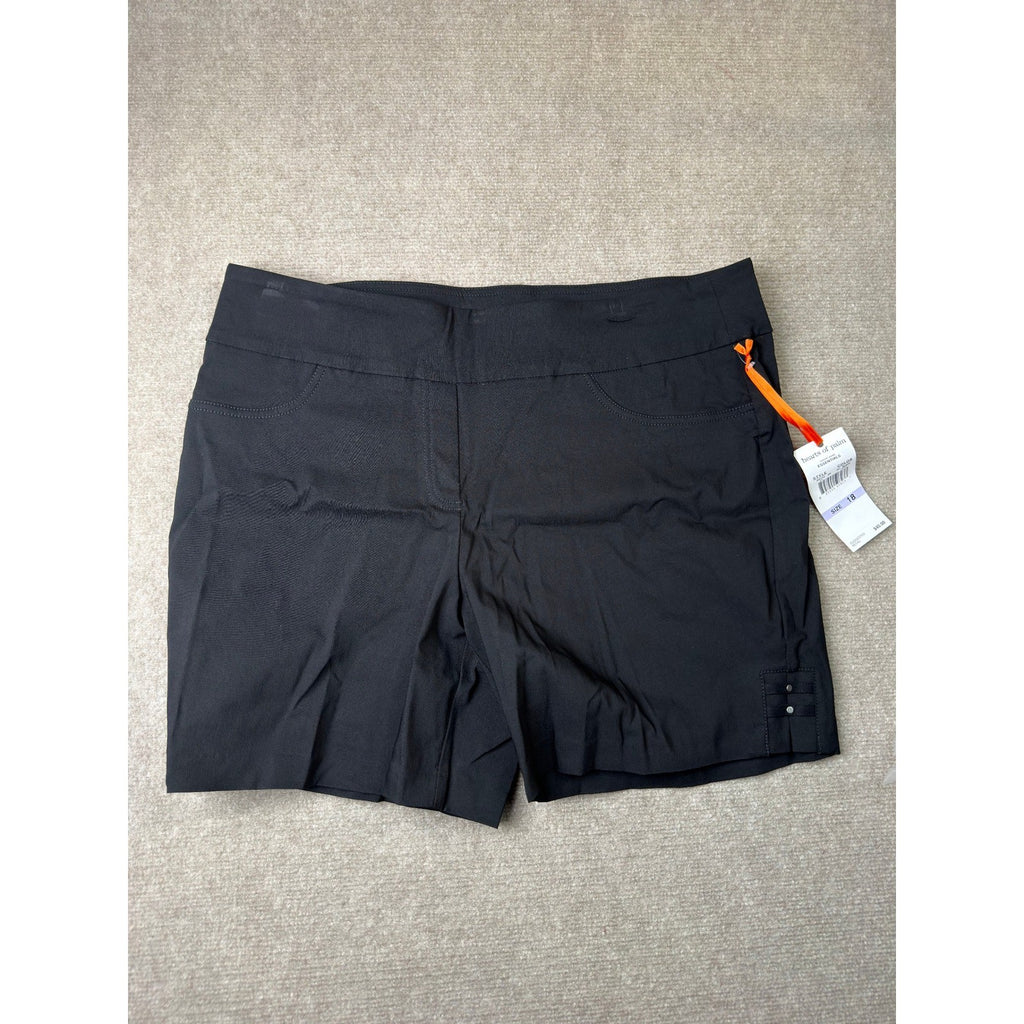 MSRP $40 Hearts Of Palm Womens 18 Black Mid Rise Pull-On Shorts