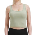 Women's M Bamboo Viscose Cotton Ribbed Tank Top Soft Fitted Scoop Neck Sleeveles