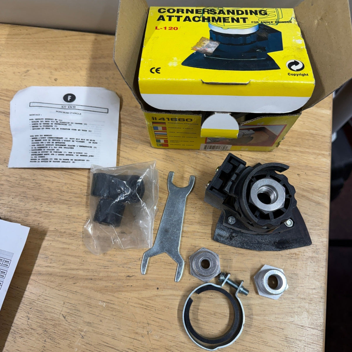 Corner Sanding Attachment L-120 41660 For Angle Grinder w/ Hardware