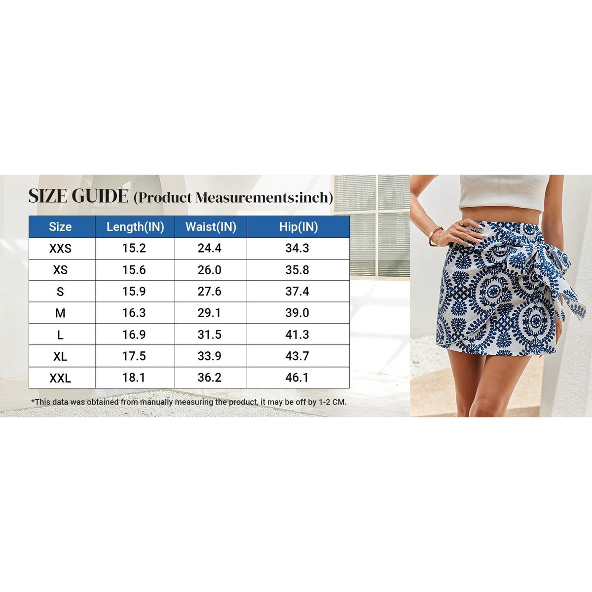 WDIRARA Women's M Allover Print Knot Side High Waist Wrap Mini Skirt Zipper Ba