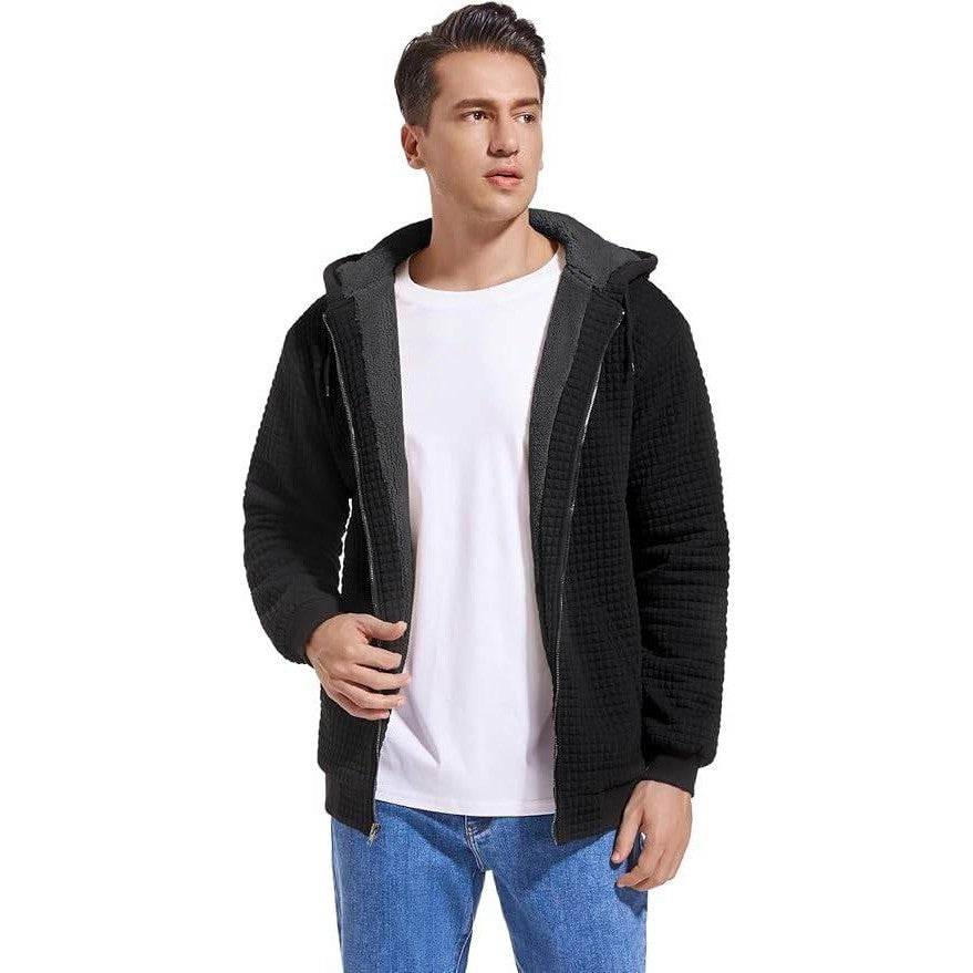 MSRP $39 Fozexi Men's L Fleece Heavyweight Full Zip Hoodie Sweatshirt Jacket