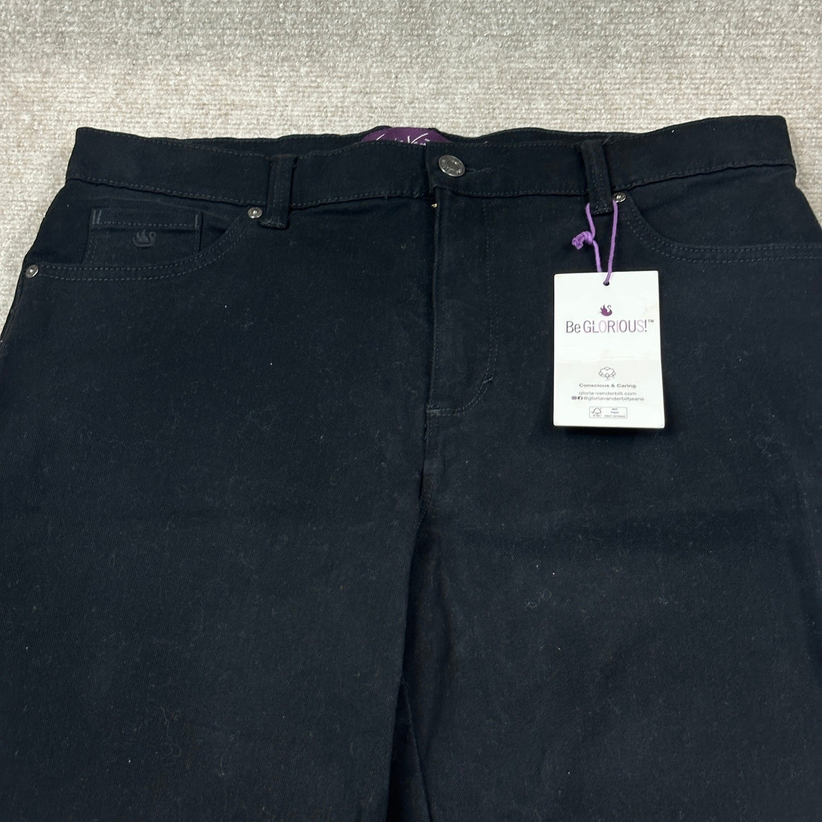 MSRP $48 Gloria Vanderbilt Amanda Womens 14 Petite Short Black Jean High Rise