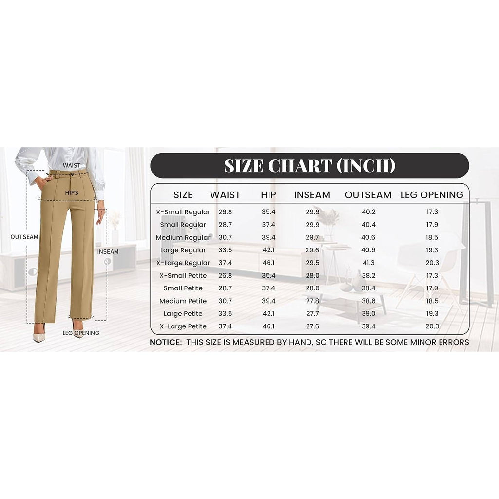 MSRP $59 FUNYYZO Women's L Black Stretchy Work Dress Pants Straight Leg Elastic
