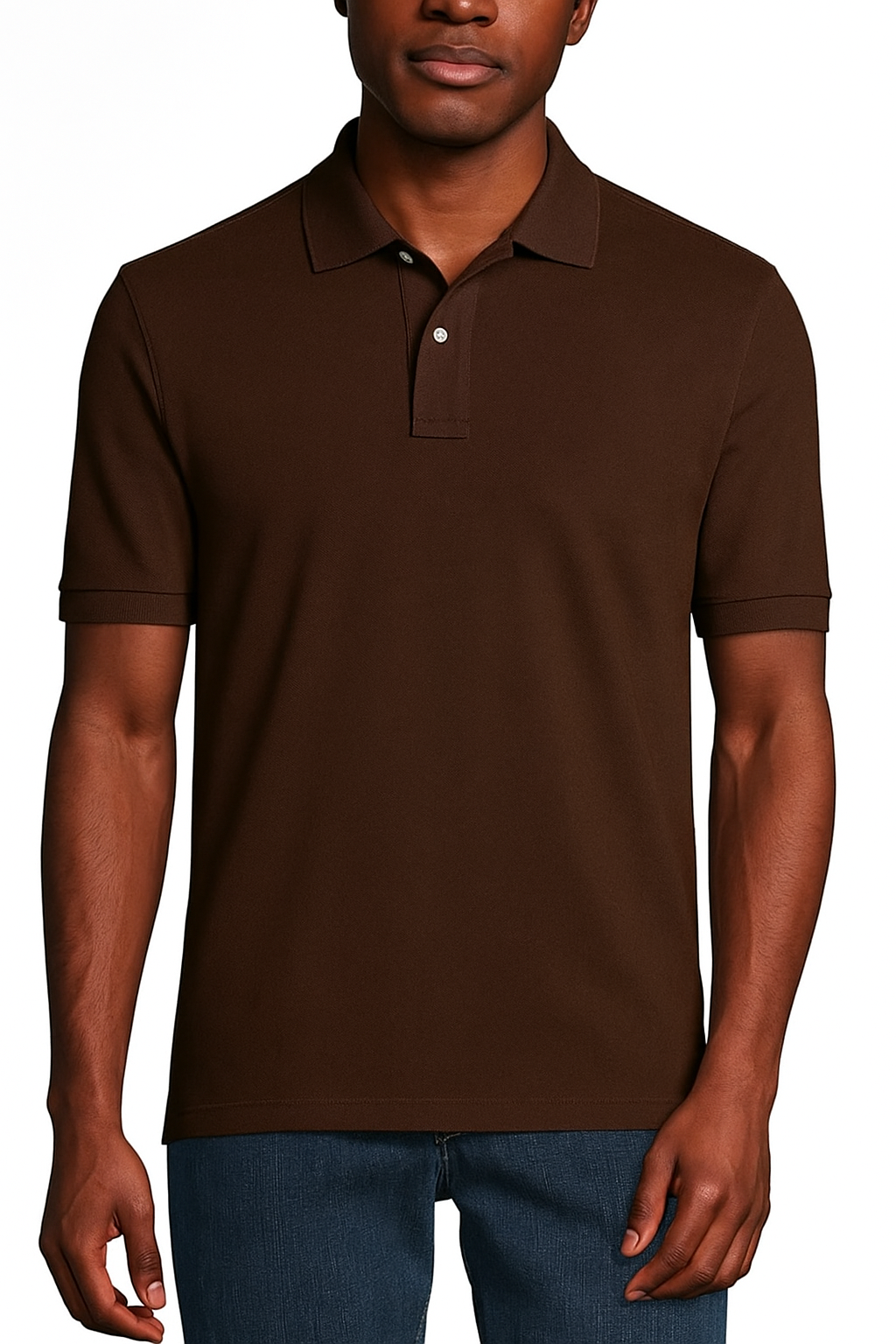 Lands' End Mens Short Sleeve Soft Supima 100% Cotton Polo Shirt Rich Coffee S-XL