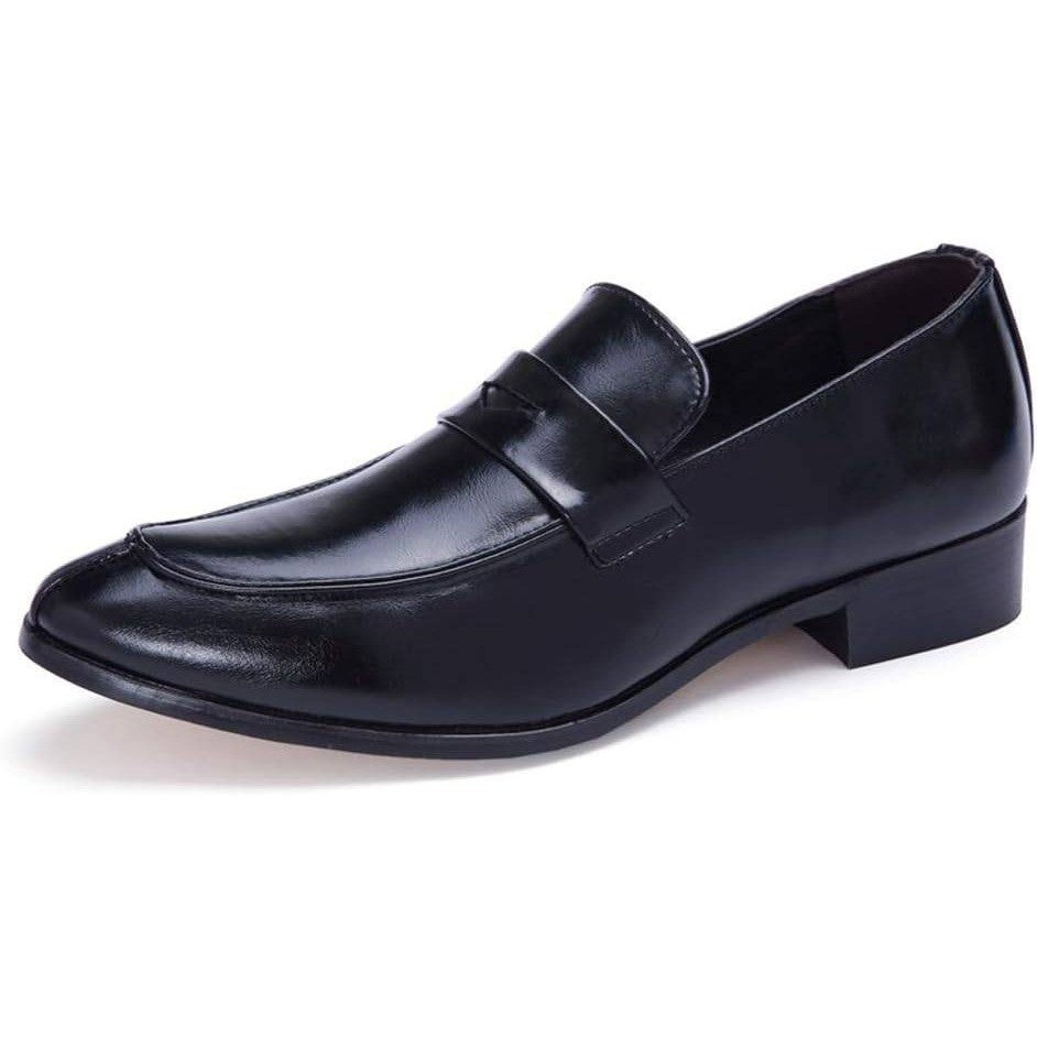 Santimon Men's US 6 Black Slip On Penny Loafers Formal Casual Dress Shoes