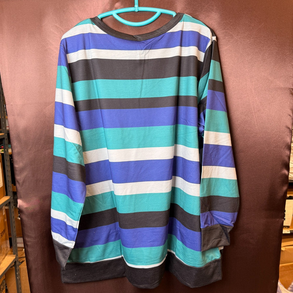 ROSRISS Women's 14W-18W Striped Sweatshirt Colorblock Long Sleeve Shirt Tunic