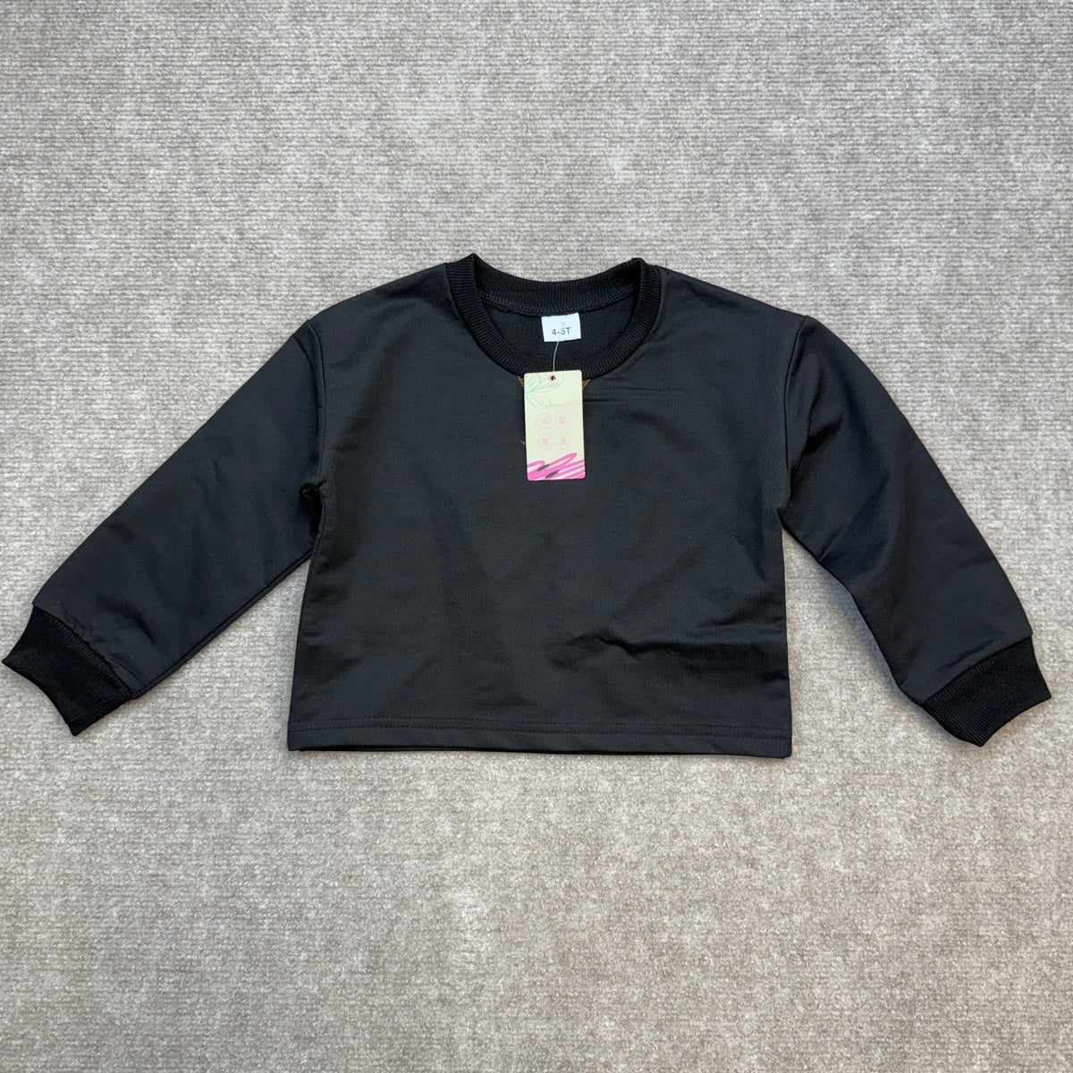 WESIDOM Toddler Girl 4-5T Black Clothes Fashion Dropped Shoulder Solid Long Sle