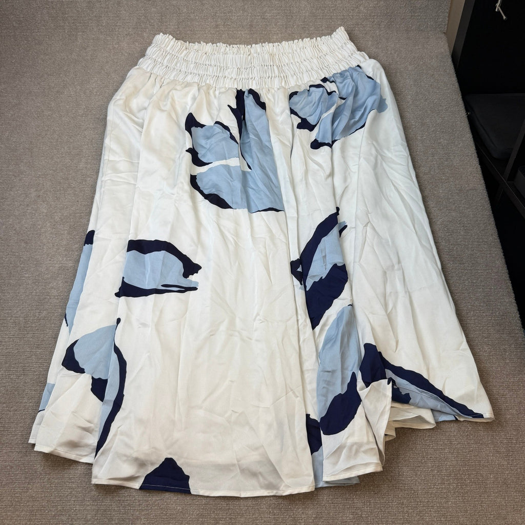 MSRP $74 Worthington Womens 1X Polar Bear Blue Smocked Waist Skirt
