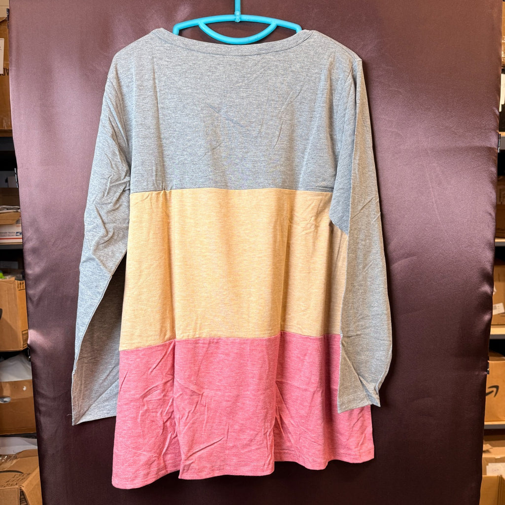 DOLNINE Womens Plus Size 14W Knotted Top Long Sleeve T-Shirt Loose Casual Blouse