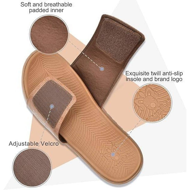 New KuaiLu Mens Slide Sandals Khaki US 10 Orthotic Arch Support Athletic Sport