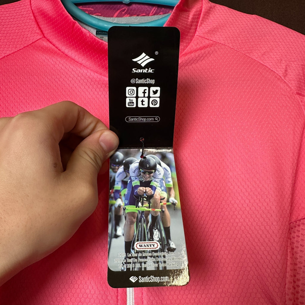 NWT Santic Olivia Women's L-2XL Pink Cycling Jersey Long Sleeve Full Zip, Rear