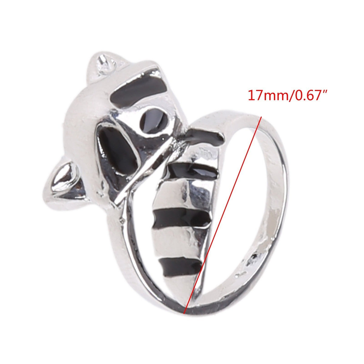 Raccoon Ring Women's Silver Tone Animal Wrap Jewelry Size 9 Adjustable 8-10