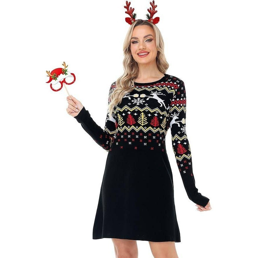 MSRP $38 Magrank Women's M Christmas Ugly Sweater Dress Long Sleeve Knit Pullov