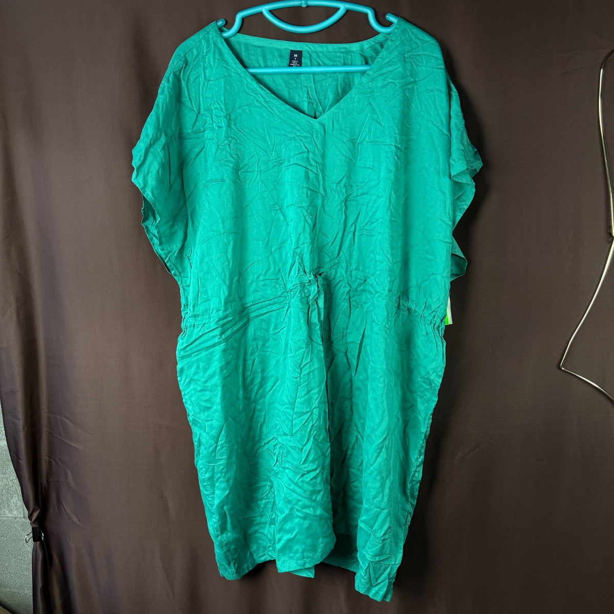 Lands' End Women's M-L LONG Dolman Sleeve Cinched Waist Swim Cover-up Dress